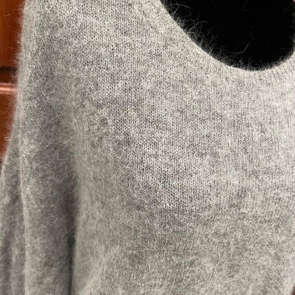 American Vintage Women Jumper Sweater XS/S Grey Angora & Polyamide Rolled Cuff - Picture 2 of 10